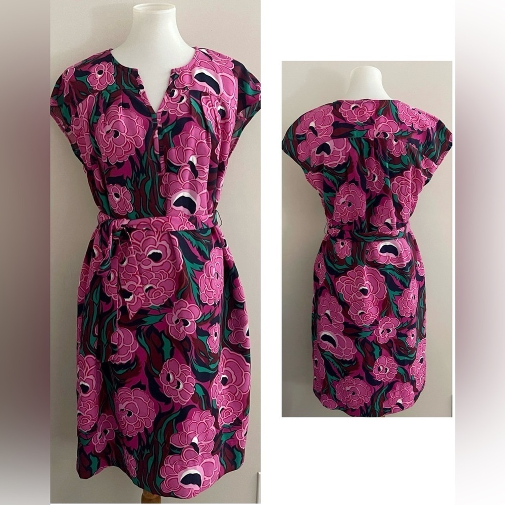 Talbots floral lagenlook oversized shift dress boho office preppy wedding